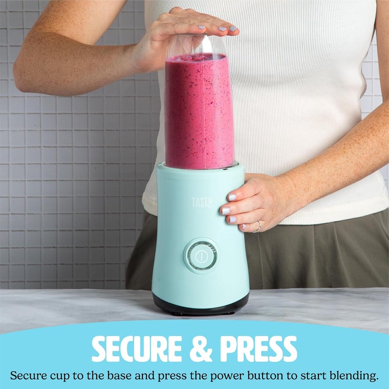 Tasty Personal Blender With Cup, 350W Powerful Blending Motor, 9-Piece Set With 4 Cups & Travel Lid, Compact & Portable, Aqua - Image 3